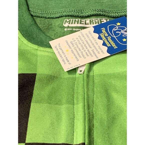 MINECRAFT Boys Sleeper CREEPER UNION SUIT PAJAMAS 1-PC FLEECE NWT - Picture 6 of 12
